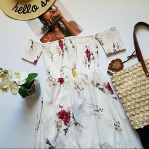 Tall white floral maxi dress